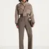 Nestlyorahome Taupe Zenvoria Cropped Wool Look Jacket With Wide Lapels and Pockets