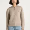 Oatmeal Beige Zenvoria Full Zip Knit Cardigan Ribbed Hem Nestlyorahome
